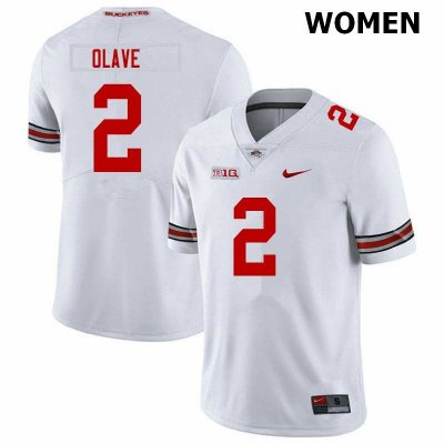 NCAA Ohio State Buckeyes Women's #2 Chris Olave White Nike Football College Jersey CAA3345MF